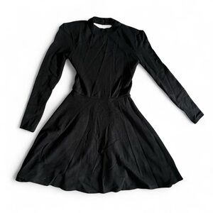 AMERICAN APPAREL • black ponte mock neck open back mini skater dress xs xxs